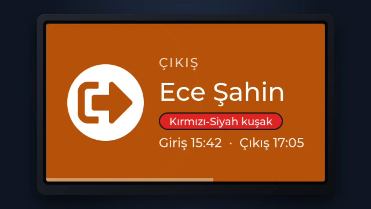 Kart okuyucu turuncu çıkış ekranı