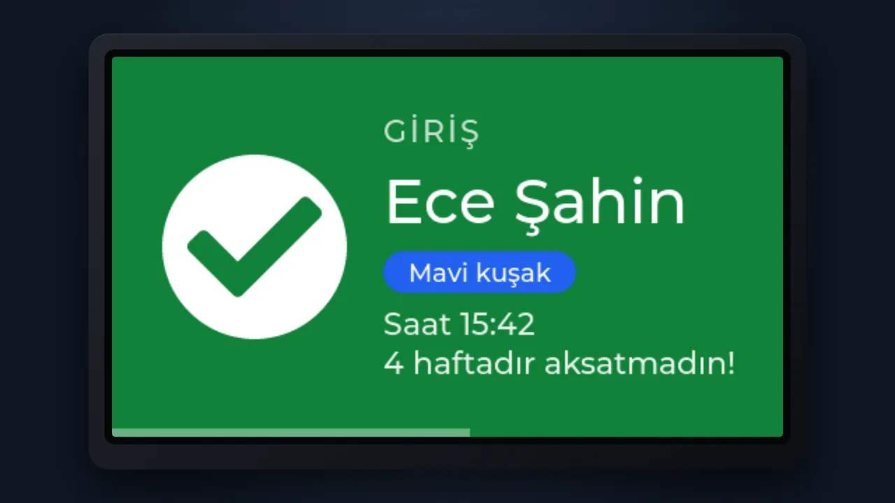 Kart okuyucu giriş ekranı: 4 haftadır aksatmadın!