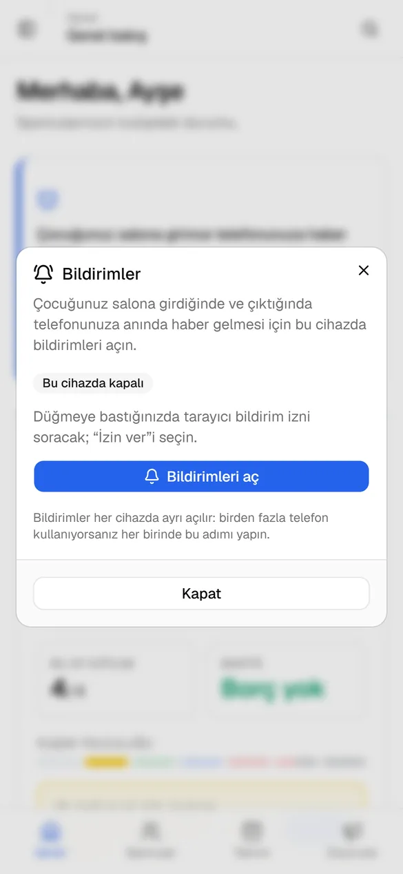 Bildirim kurulum sihirbazı